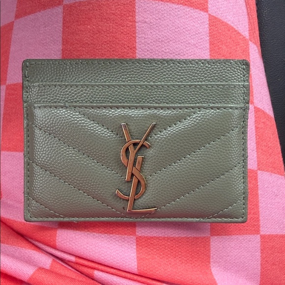 Yves Saint Laurent Sage Green Card Holder - Picture 1 of 4